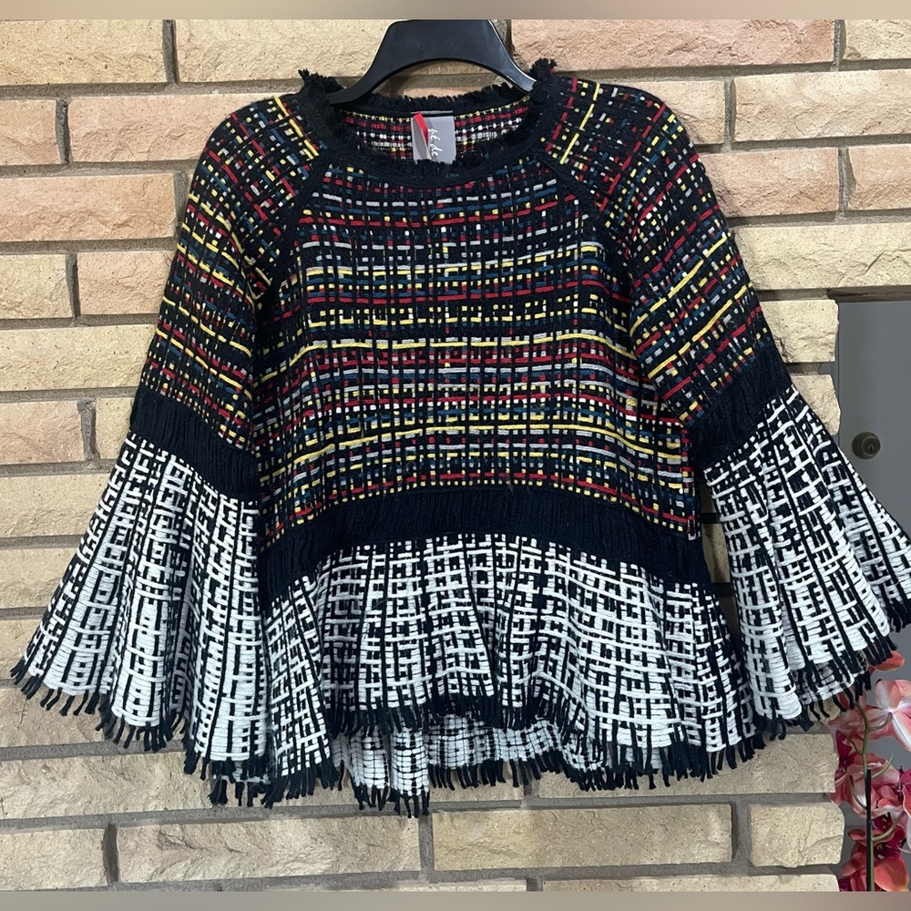 Free People Pe De Chumbo Wool Blend   Multicolor Top Sz L Made in Portugal